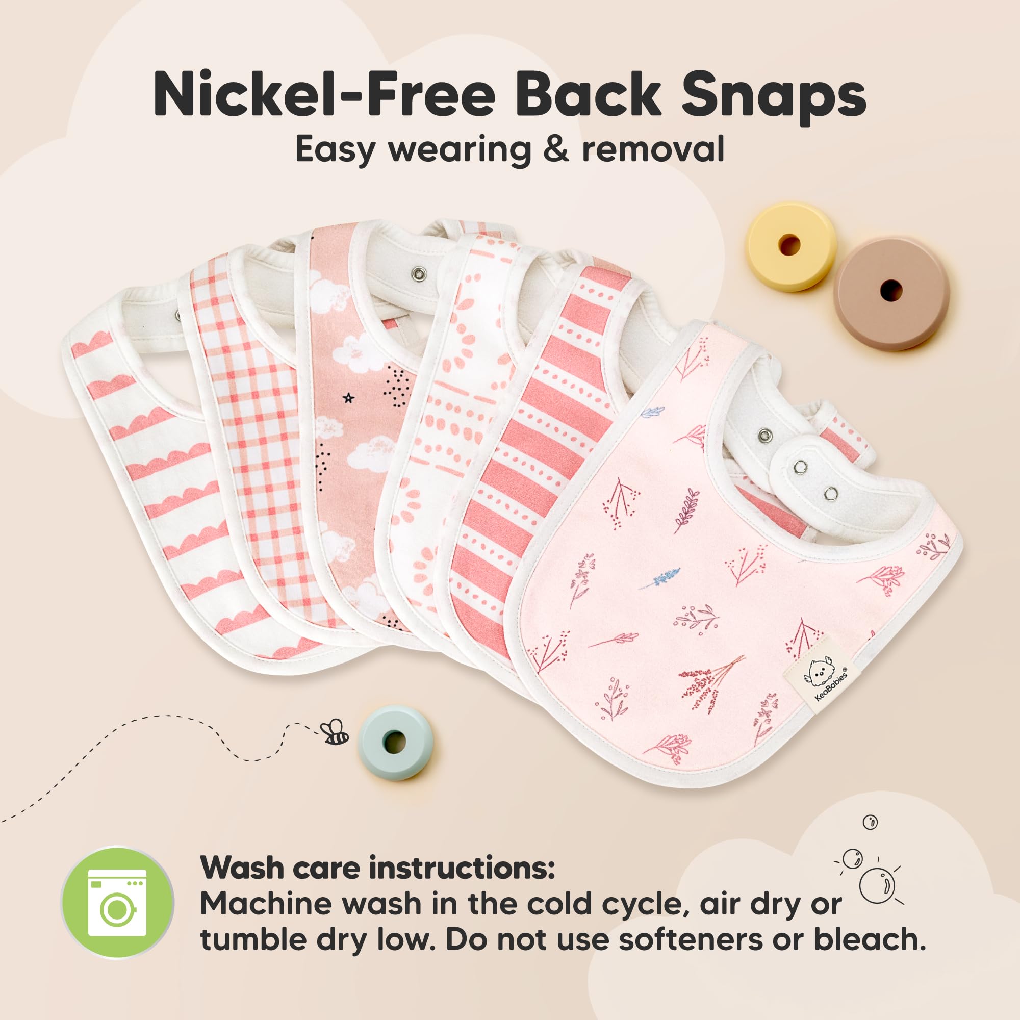 KeaBabies wide coverage bibs provide long-lasting protection as babies grow.