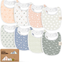 KeaBabies 8 pack organic bibs with unisex design for daily drool and spills