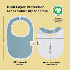 KeaBabies bib with water-resistant backing keeps outfits dry.