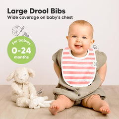 KeaBabies bibs worn by baby demonstrate adjustable snaps for a secure fit.