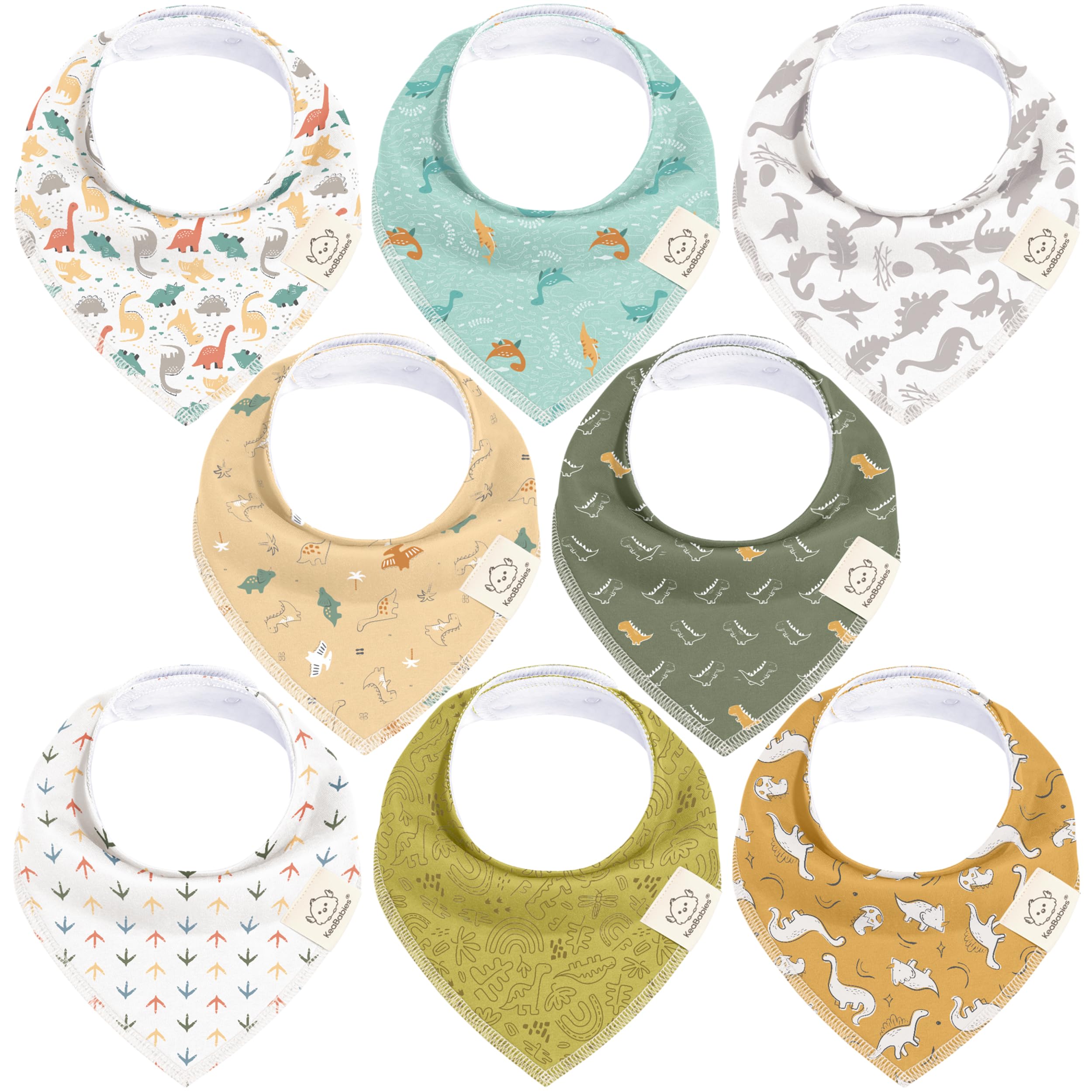 KeaBabies 8-pack organic baby bandana bibs with dual-layer cotton for daily drool management