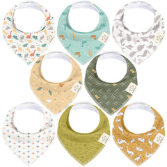 KeaBabies 8-pack organic baby bandana bibs with dual-layer cotton for daily drool management