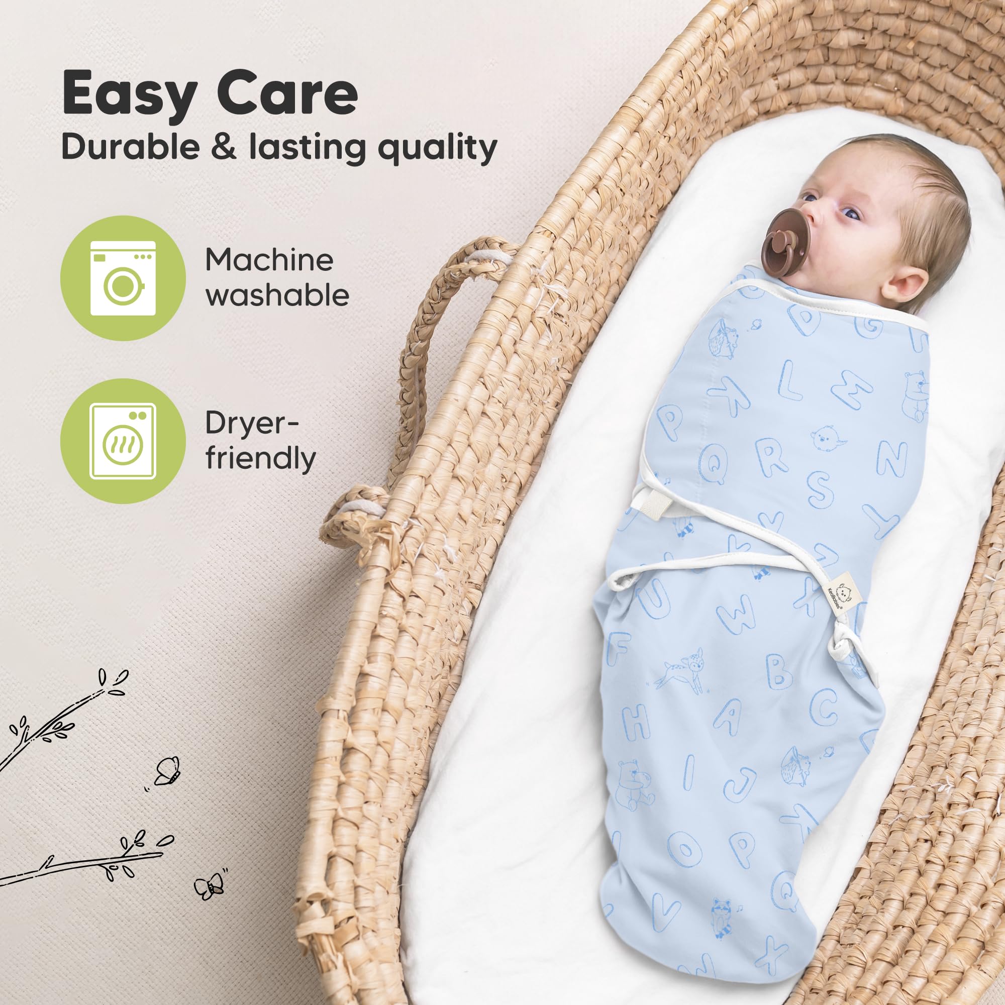 KeaBabies ABC Land Cloud color swaddle in large size
