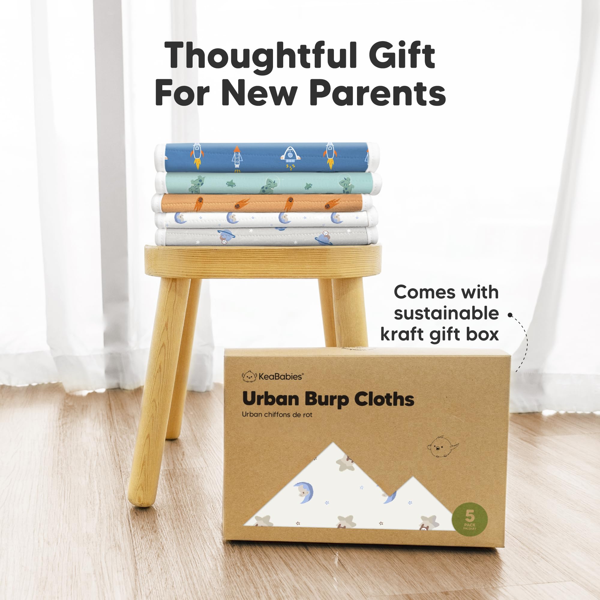 KeaBabies 5-pack burp cloths help keep feeding area tidy