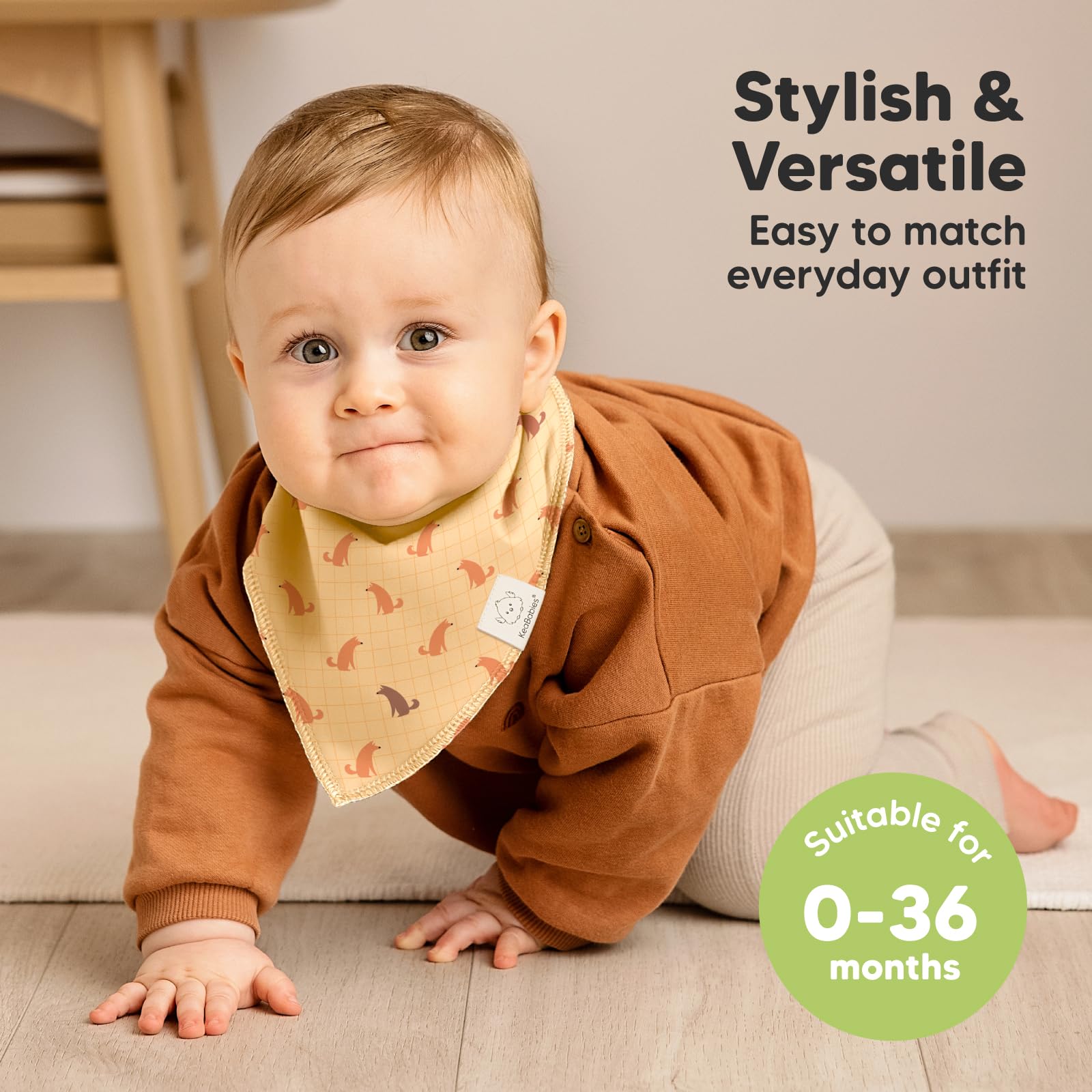 KeaBabies bibs with adjustable snaps; grows with baby 0-36 months.