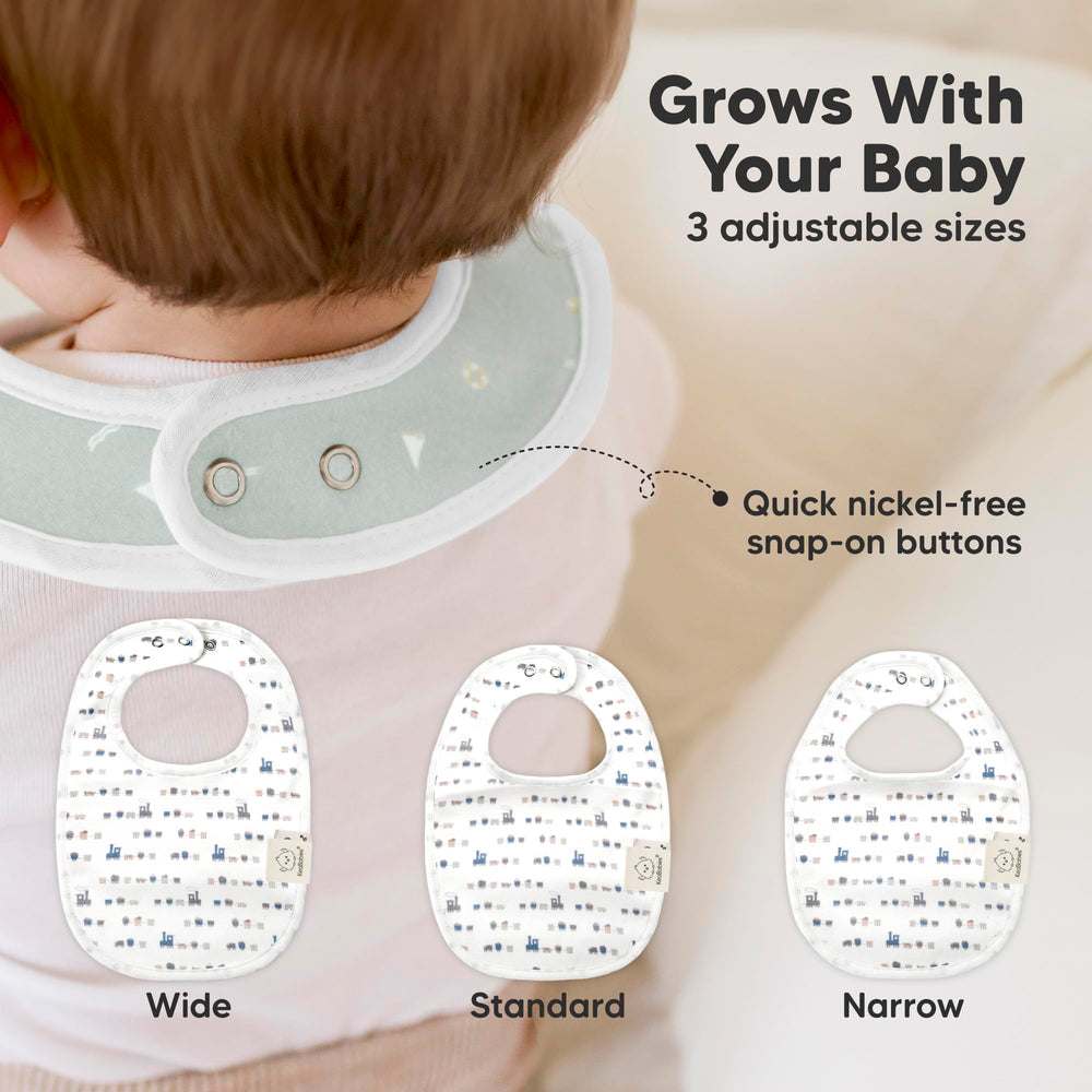 KeaBabies bibs feature adjustable soft snaps and comfy seams.