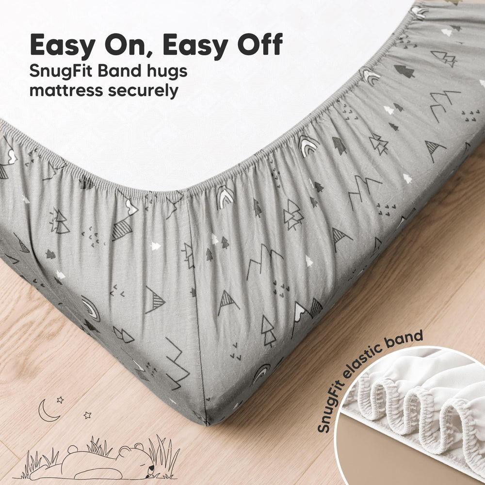 KeaBabies Aereo 52x28-crib-size sheet fits standard crib mattresses securely.