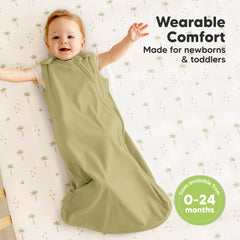 Keababies avocado sleep sack 2-pack flatlay; easy storage and pairing.