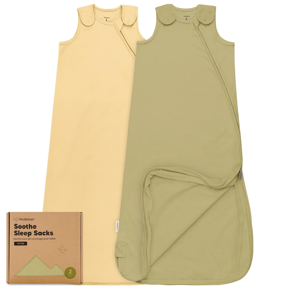 Keababies avocado sleep sack close-up: ultra-soft organic cotton for gentle comfort.