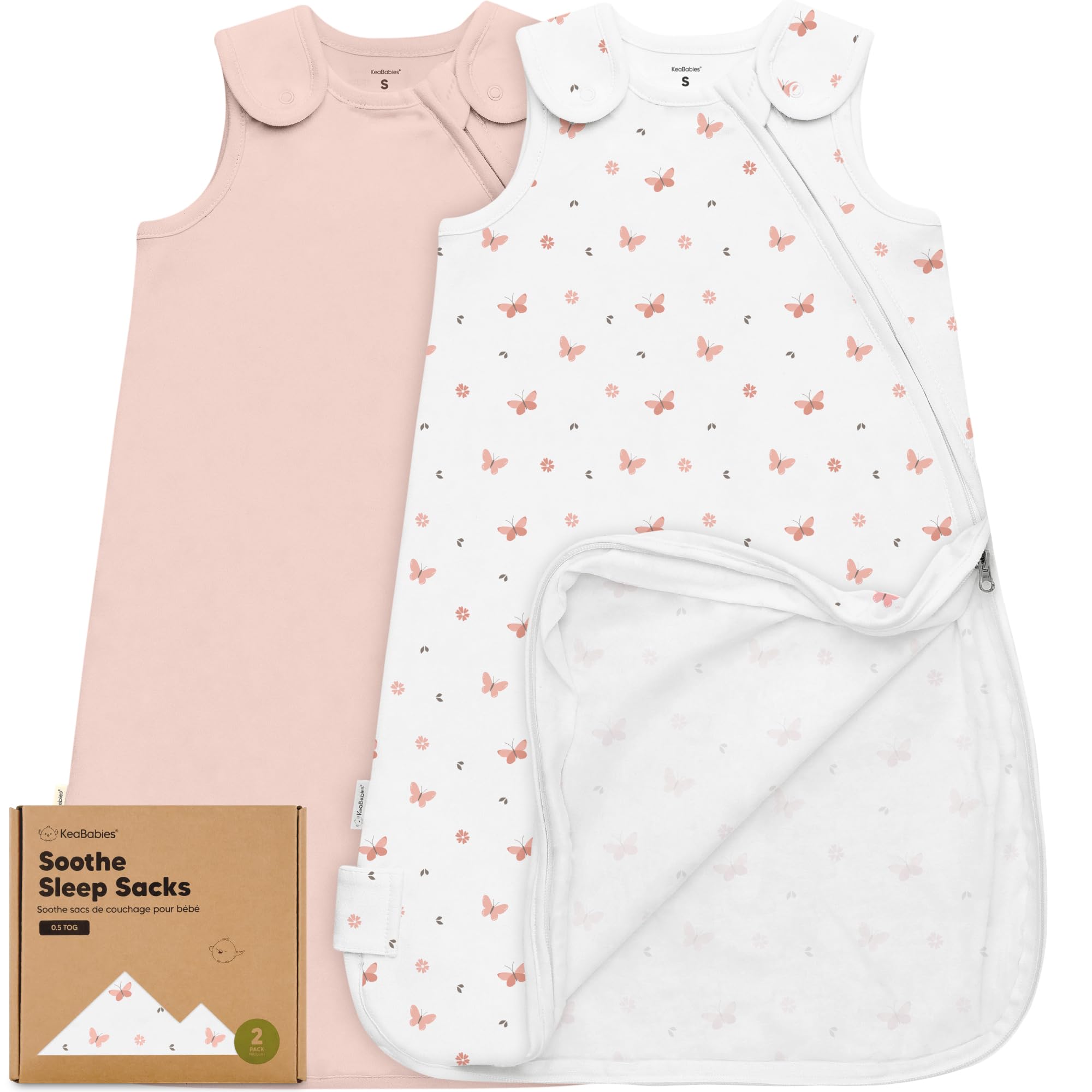 KeaBabies avocado sleep sack front view, breathable 100% organic cotton for all-season comfort.