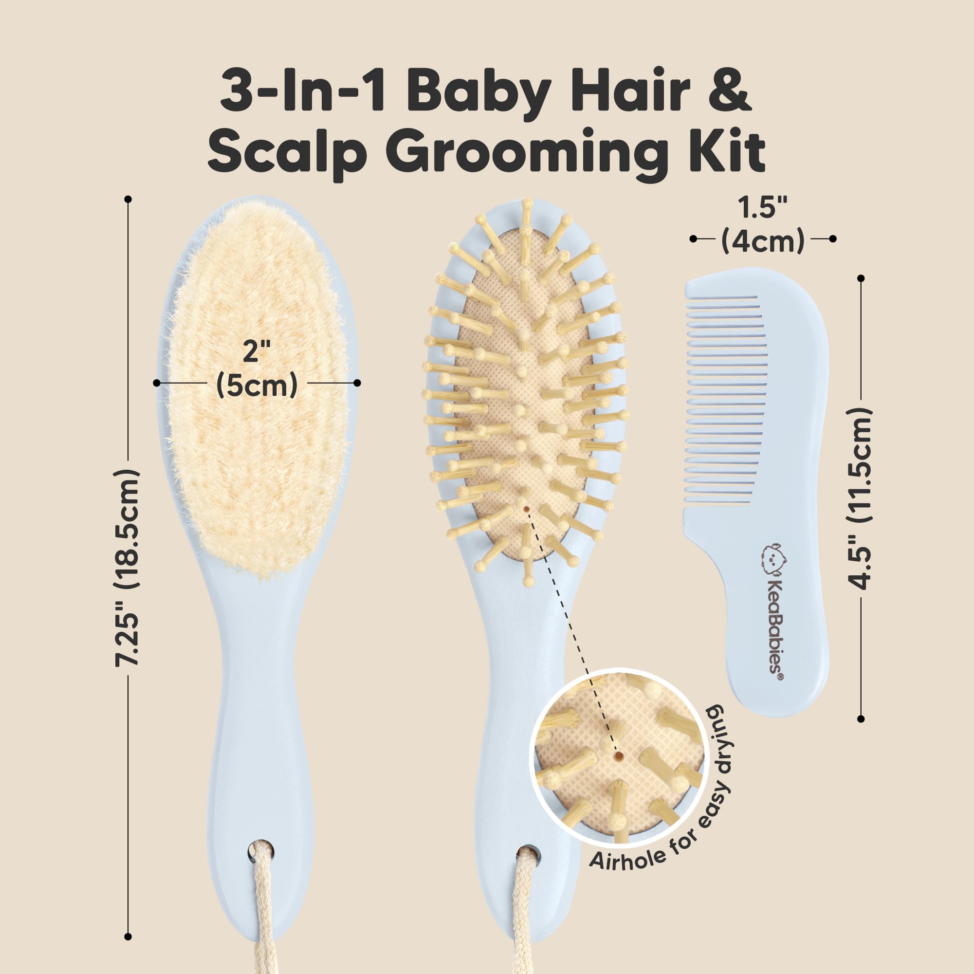KeaBabies baby comb in oval frost for easy detangling on wet or dry hair.