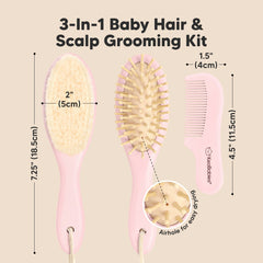 KeaBabies wooden baby comb for smooth detangling and cradle cap care
