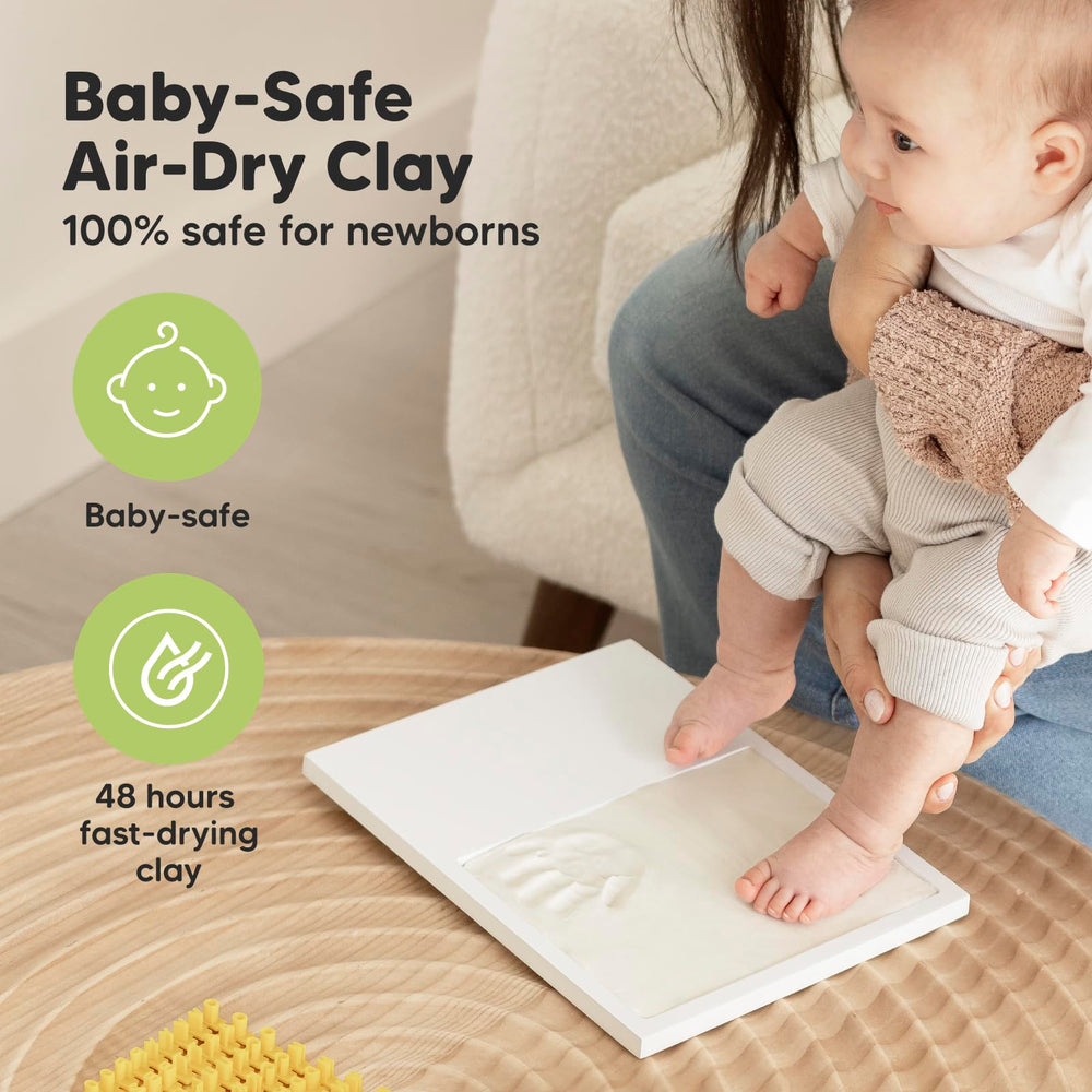KeaBabies baby footprint kit in wood frame for precious keepsakes.