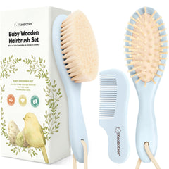 KeaBabies baby hair brush shown in oval frost, gentle newborn grooming.
