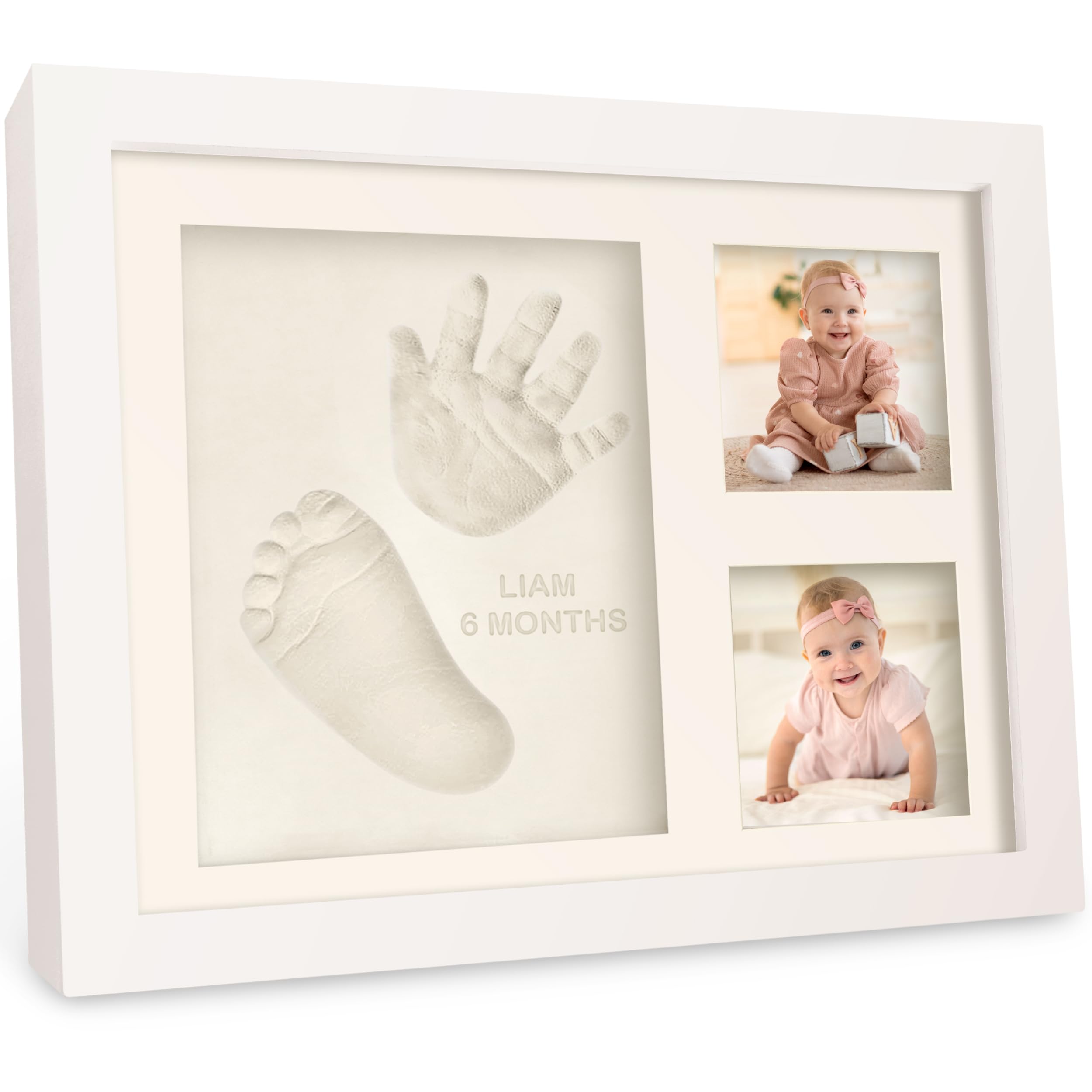 KeaBabies baby handprint kit in wood frame with safe air-dry clay.