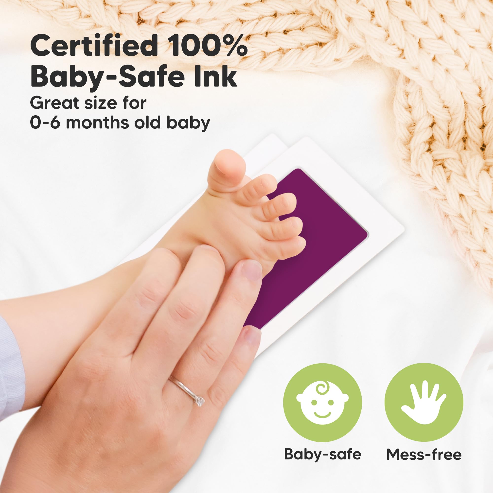 KeaBabies baby-safe ink pad with safety certification details