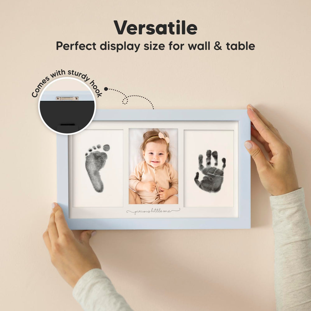KeaBabies mist blue kit shown as gender-neutral keepsake across family moments.