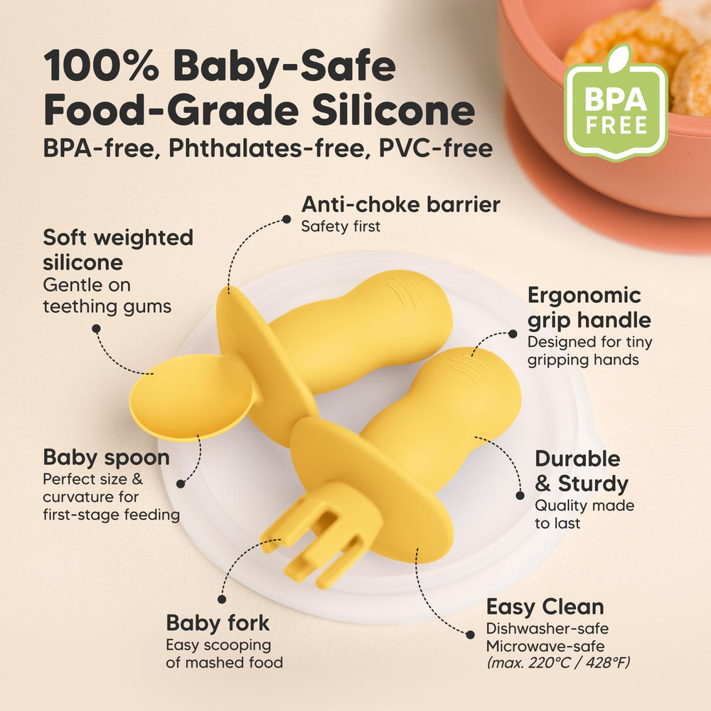 KeaBabies silicone baby spoons and forks ideal for baby-led weaning