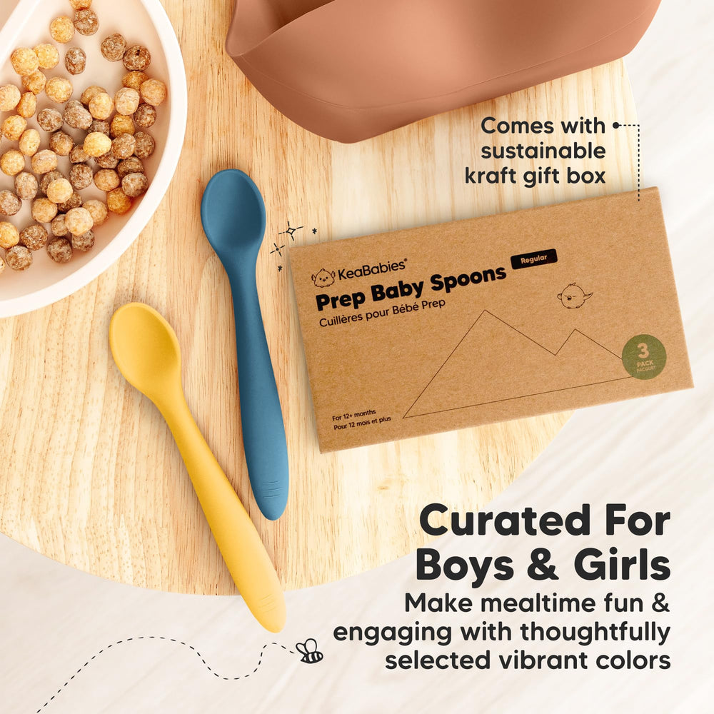 KeaBabies baby utensils set complements bowls and plates for mealtime.