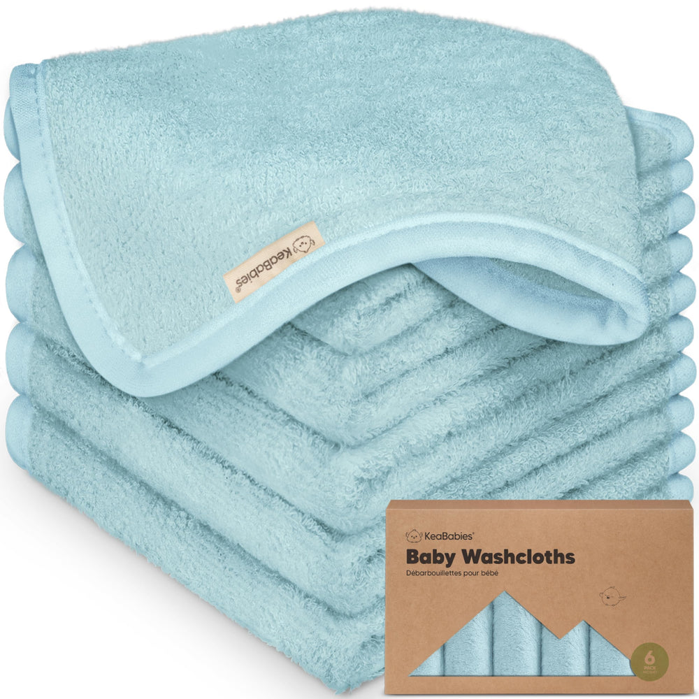 KeaBabies 10x10 washcloths offer soft plush texture for gentle baby baths.