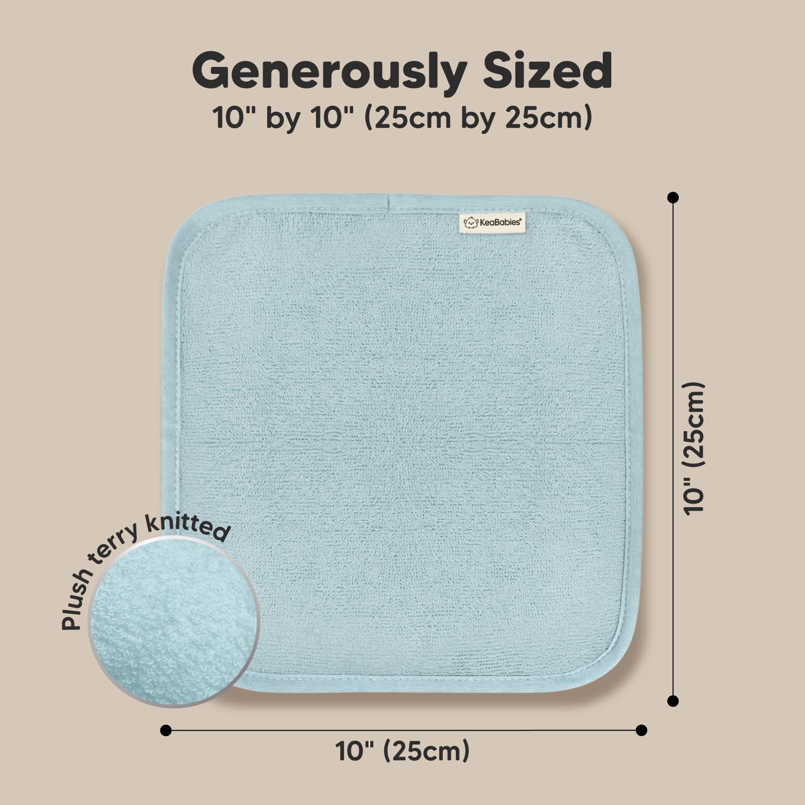 KeaBabies washcloths provide gentle exfoliation for clean, refreshed baby skin.