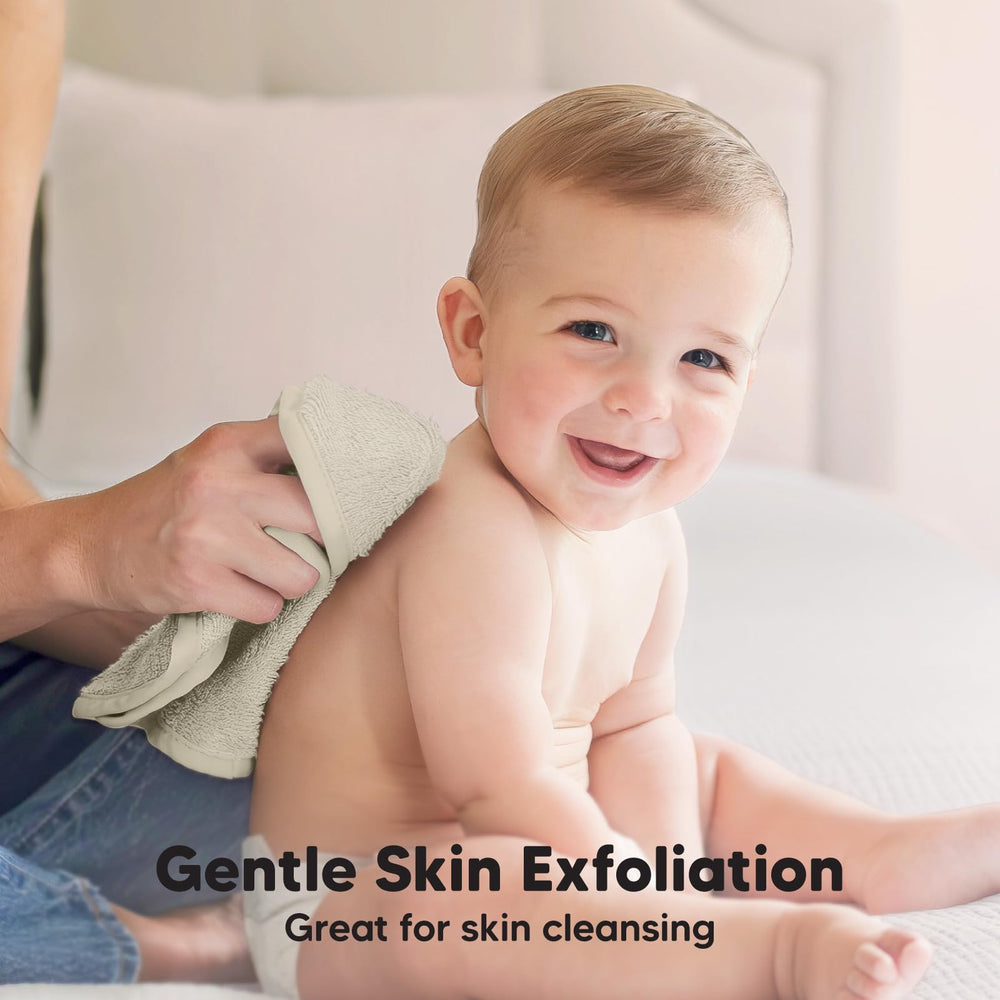 KeaBabies washcloths in stone and dove colors for versatile baby routines