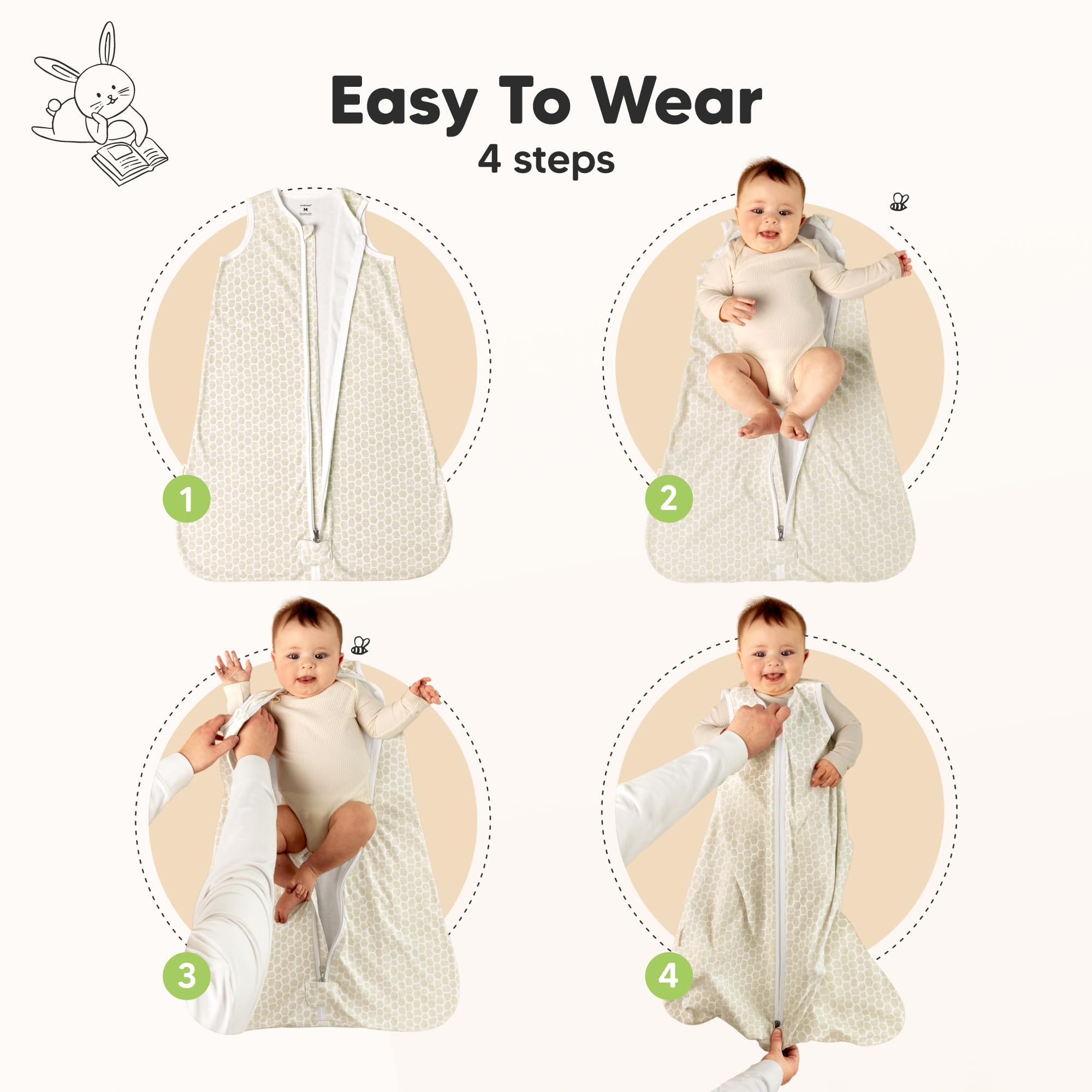 KeaBabies wearable blanket with wide armholes for natural movement