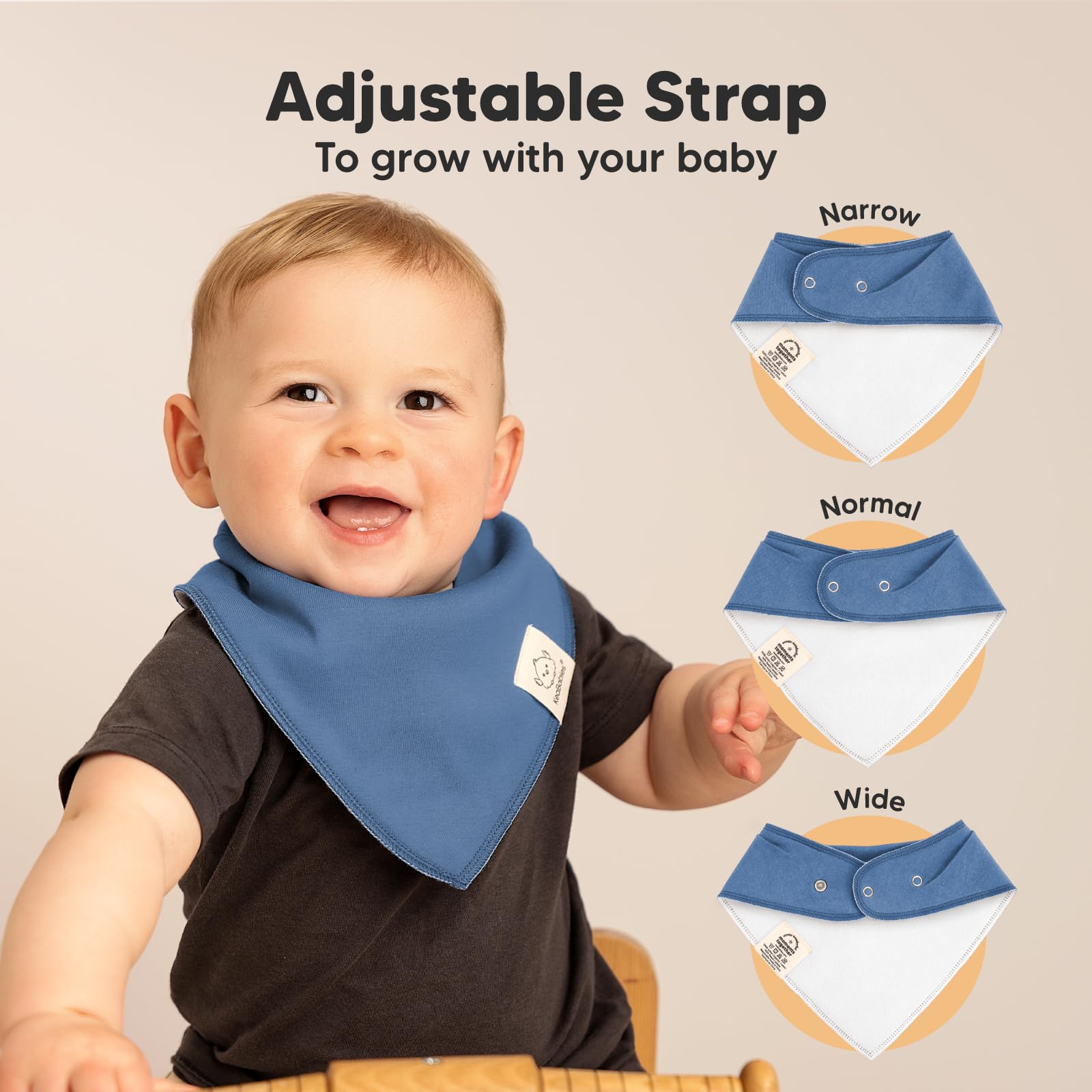 Baby wearing triangle bib during teething, staying comfortable and clean