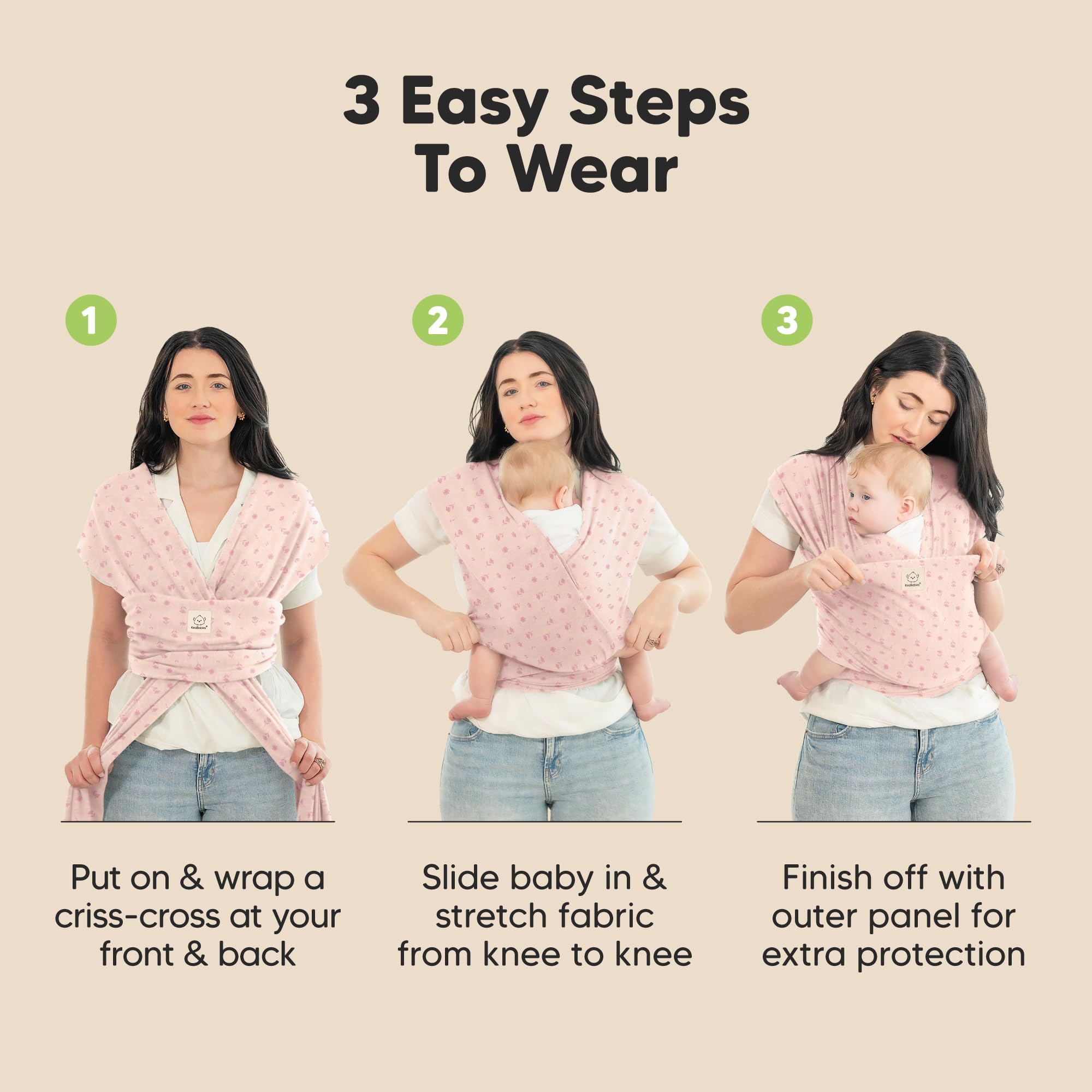 KeaBabies wrap adjustable and universal fit for multiple caregivers