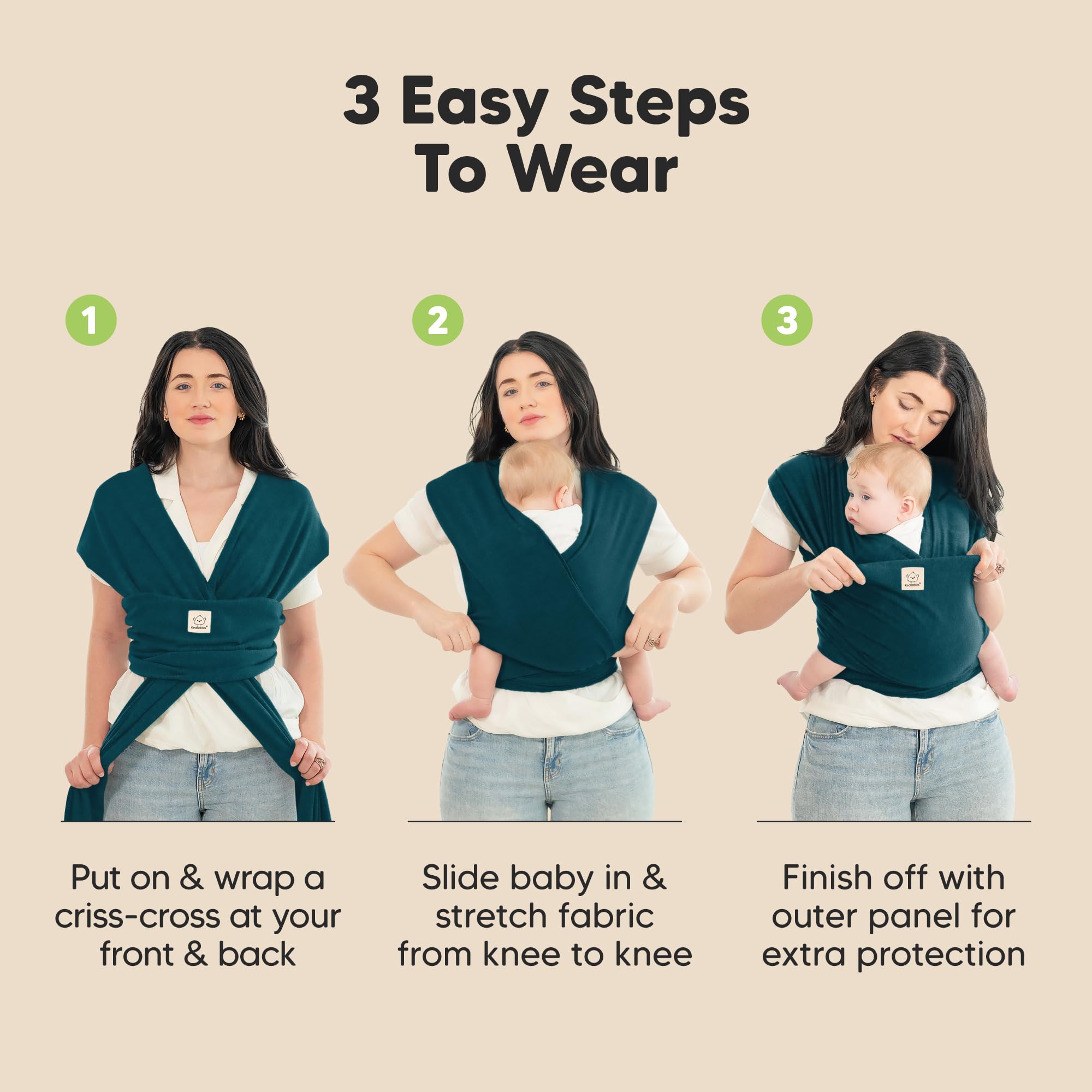 KeaBabies Baby Wrap uses breathable fabric to keep baby comfortable.