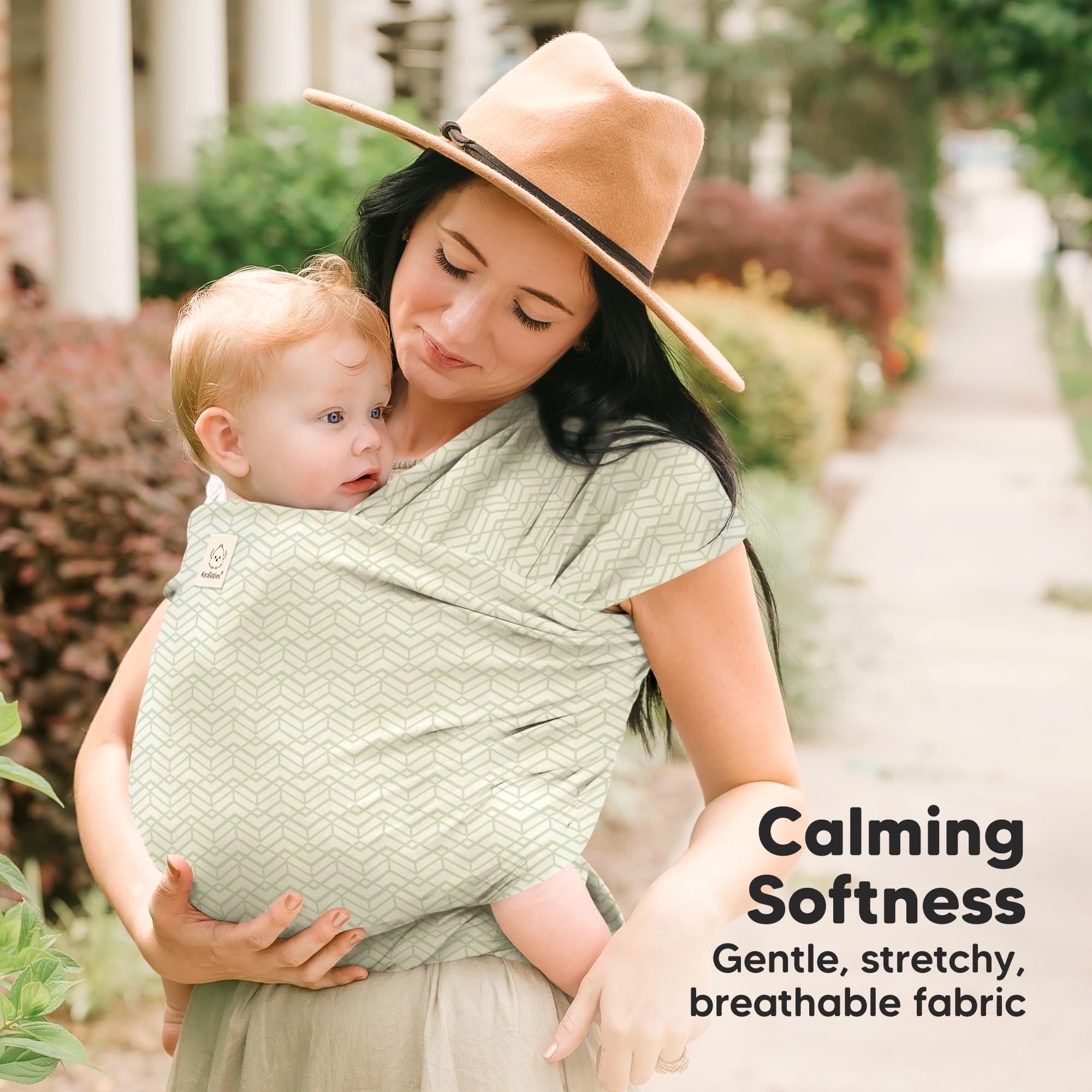 KeaBabies wrap carrier ergonomic design supporting back and shoulders during wear