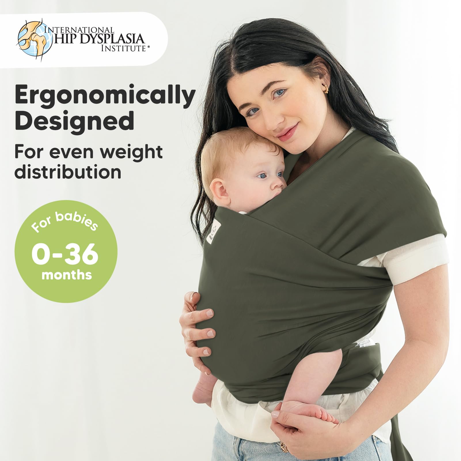 KeaBabies forest wrap carrier in hands-free bonding setup