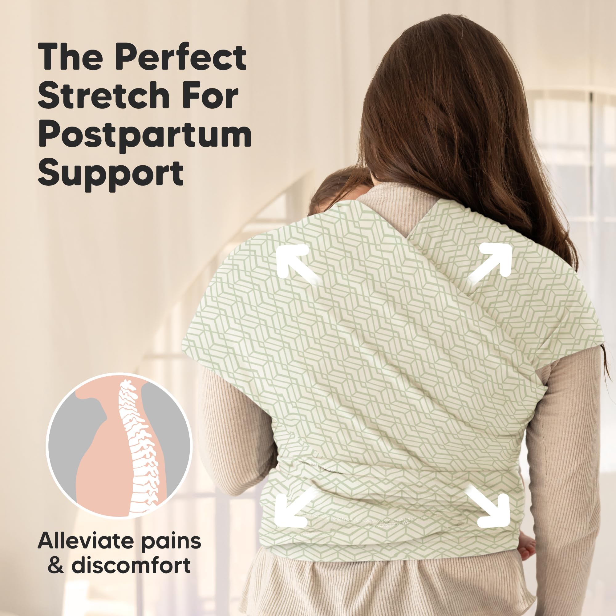 KeaBabies wrap carrier demonstrates hip-friendly design with adjustable fit