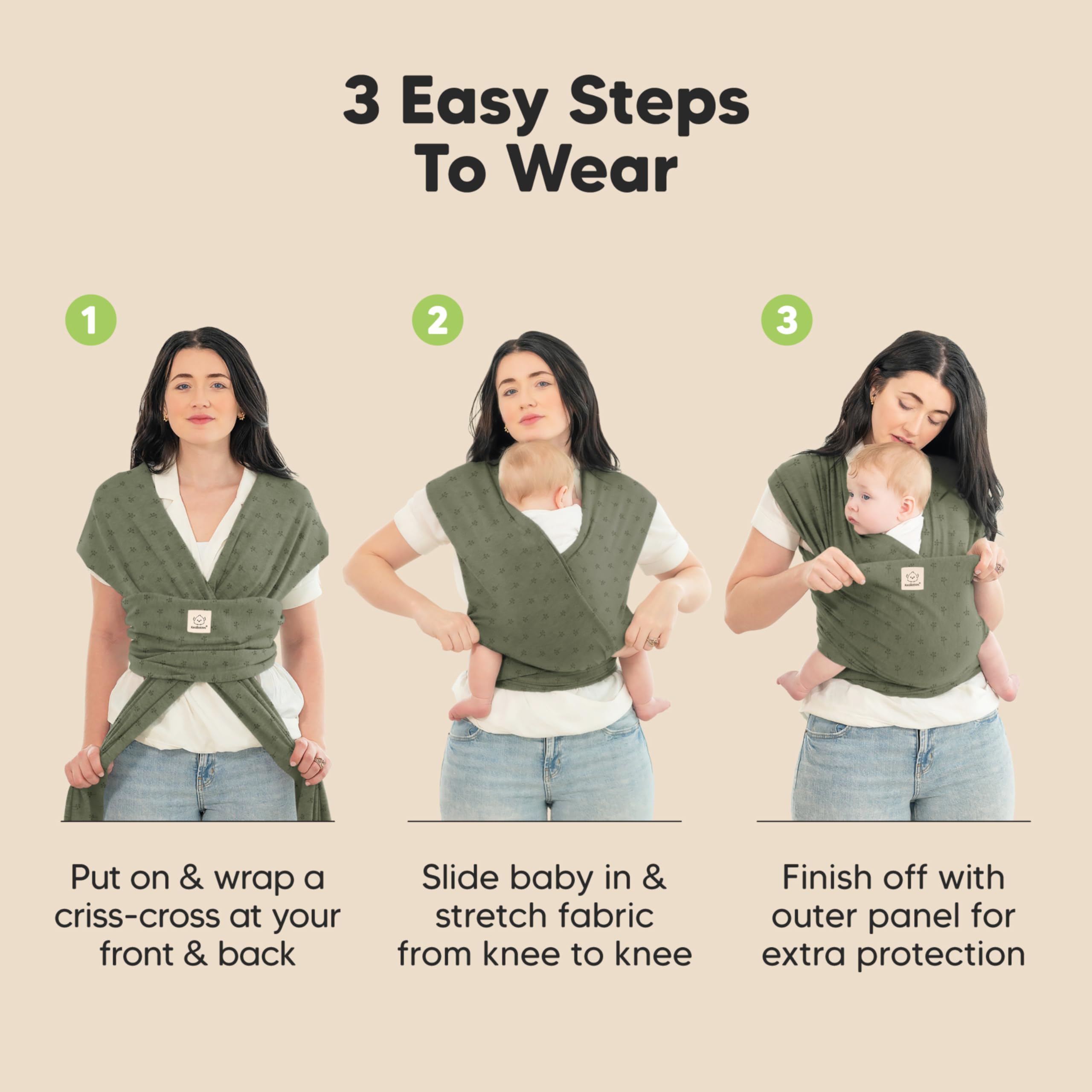 KeaBabies wrap with soft stretchy fabric for secure, comfortable holds