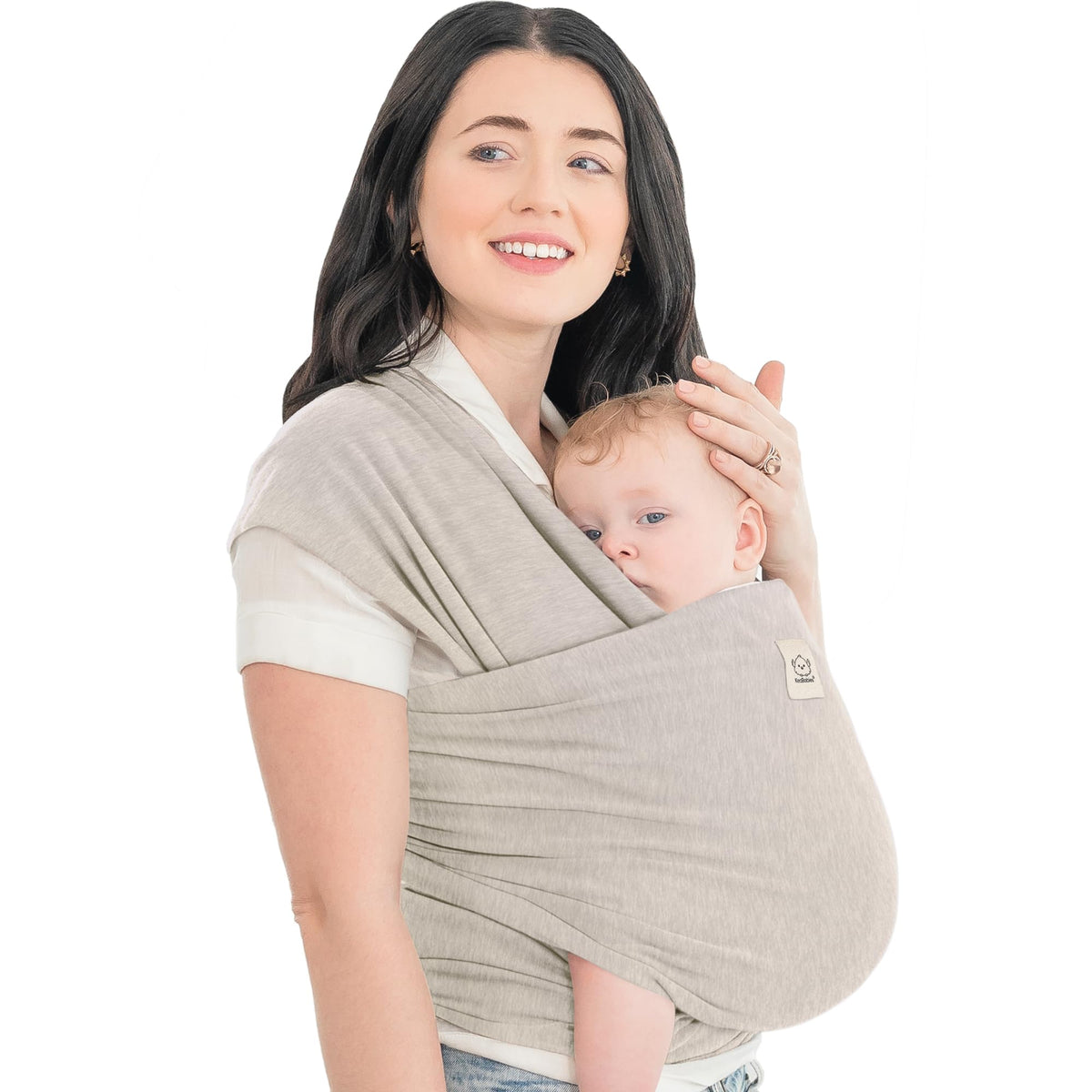 KeaBabies Baby Wrap Carrier Stone Gray fabric closeup showing soft, breathable material.