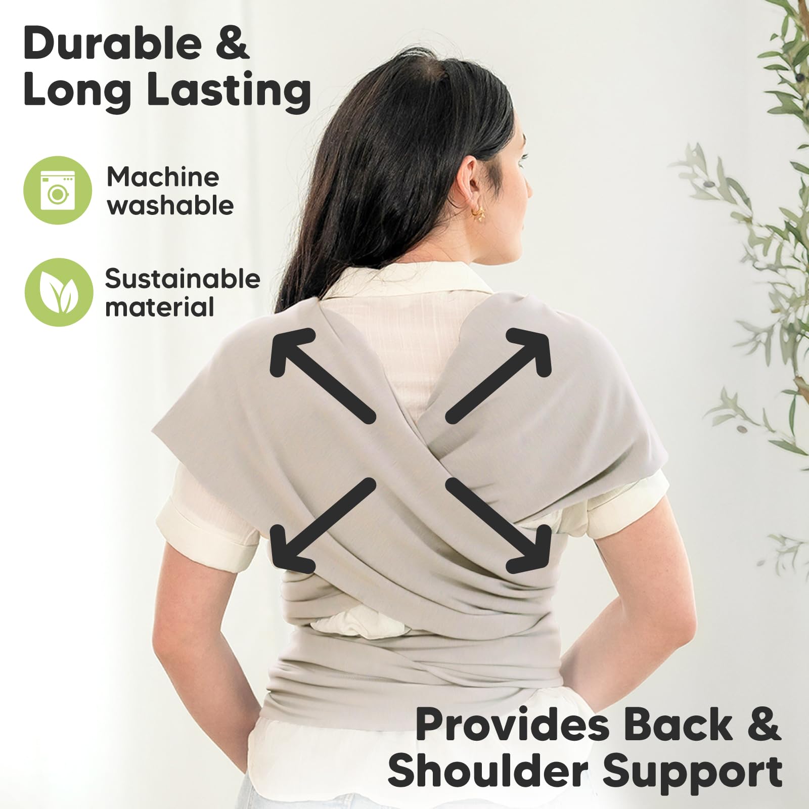 KeaBabies Baby Wrap Carrier Stone Gray folded for compact, travel-friendly storage.
