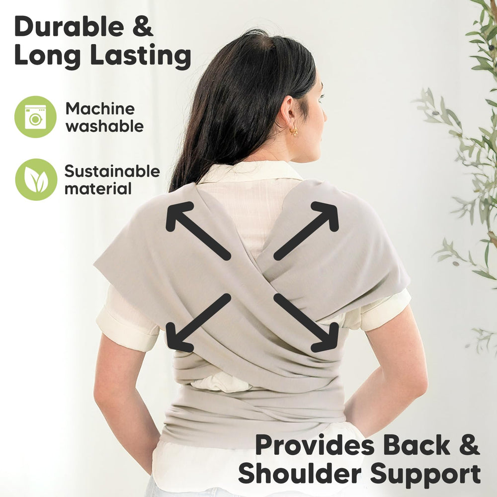 KeaBabies Baby Wrap Carrier Stone Gray folded for compact, travel-friendly storage.