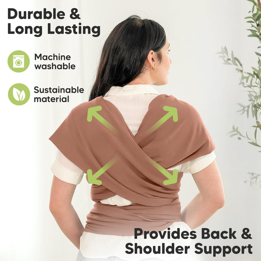 KeaBabies terracotta wrap used as nursing cover for discreet feeding