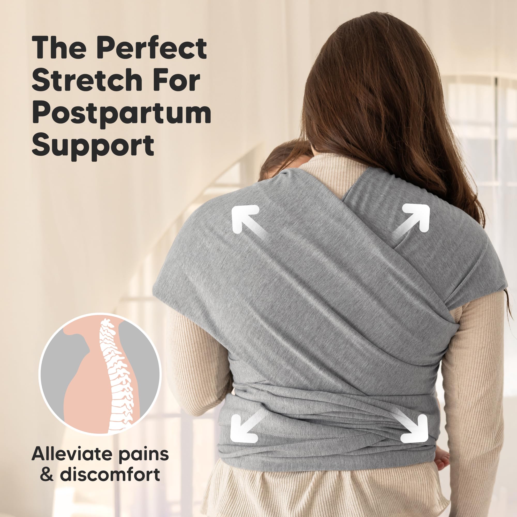 KeaBabies wrap in different sizes demonstrates one-size-fits-all design.