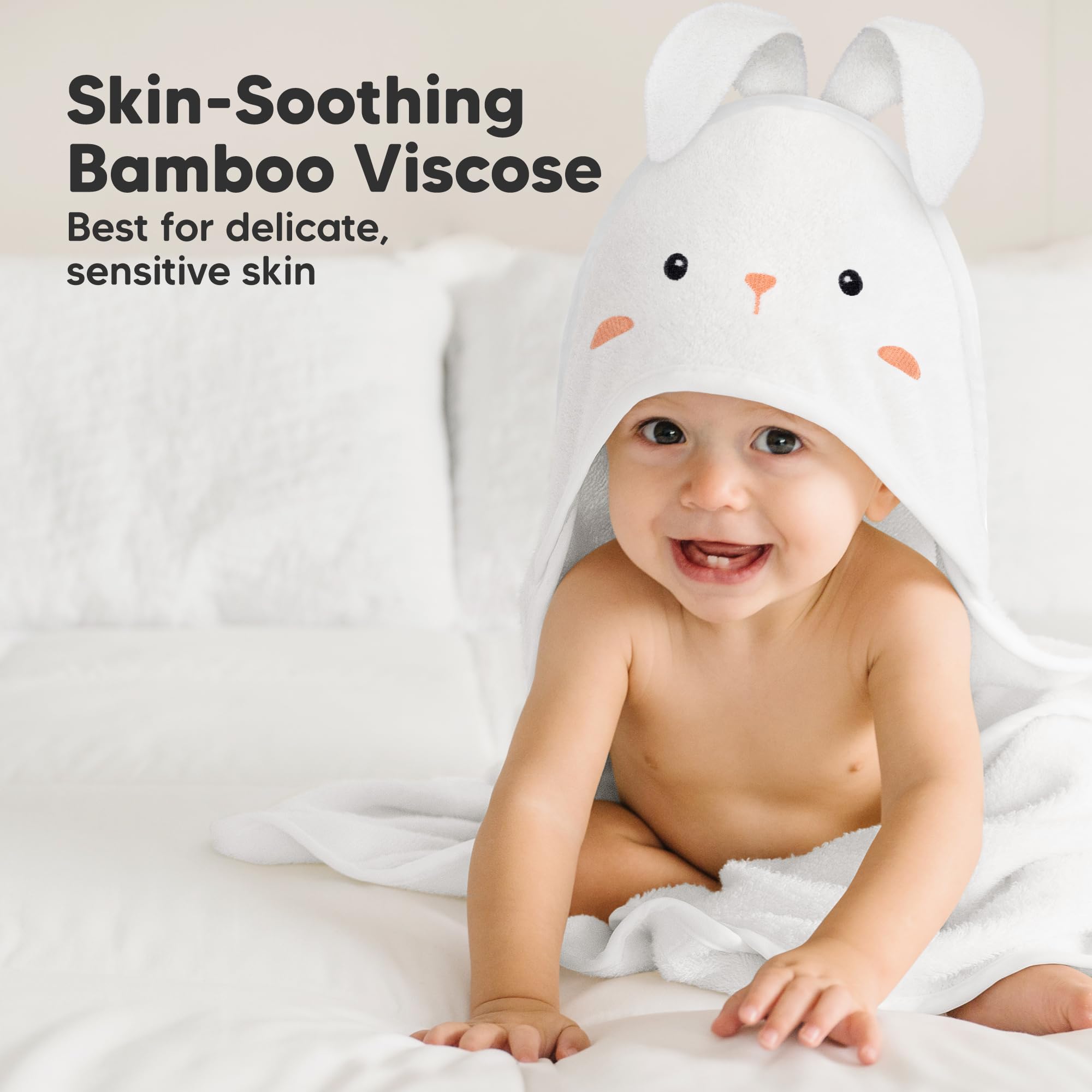 KeaBabies bamboo viscose towel dries baby quickly with absorbency.