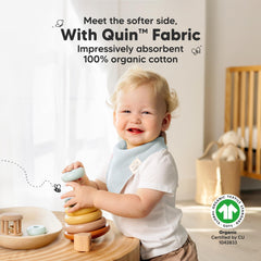 KeaBabies bandana bib featuring absorbent organic cotton with a dual layer for drool management.