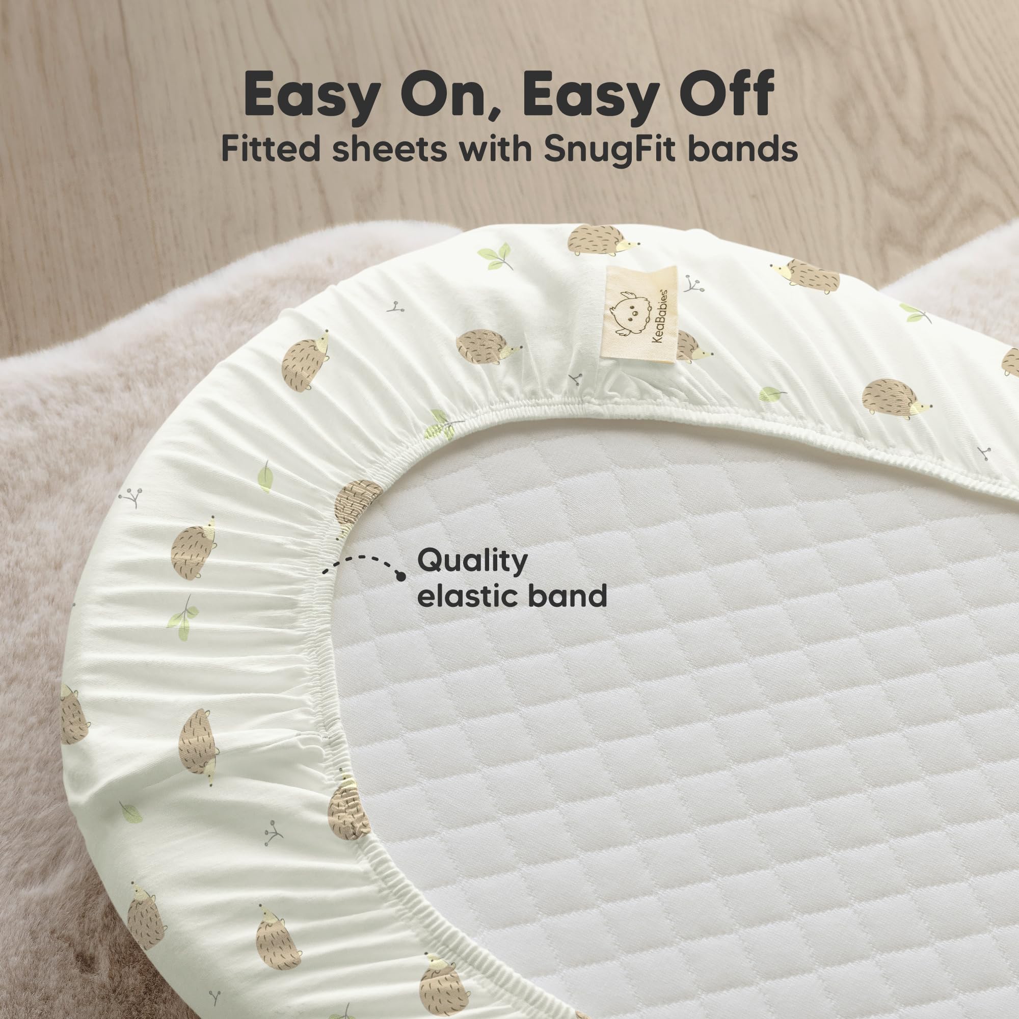KeaBabies bassinet sheet with hidden elastic band stays secure.