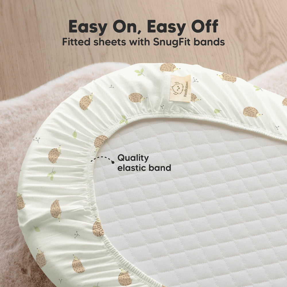 KeaBabies bassinet sheet with hidden elastic band stays secure.