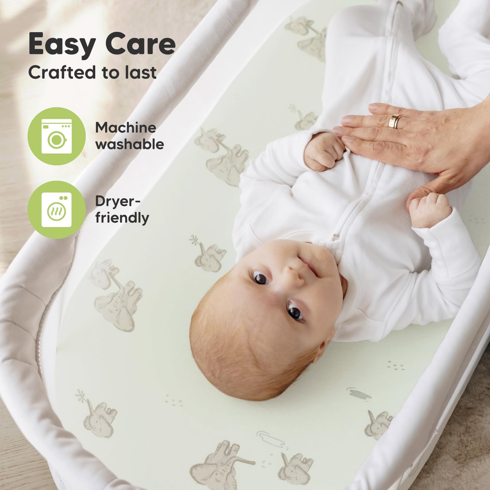 KeaBabies sheets machine washable and quick drying for busy parents.