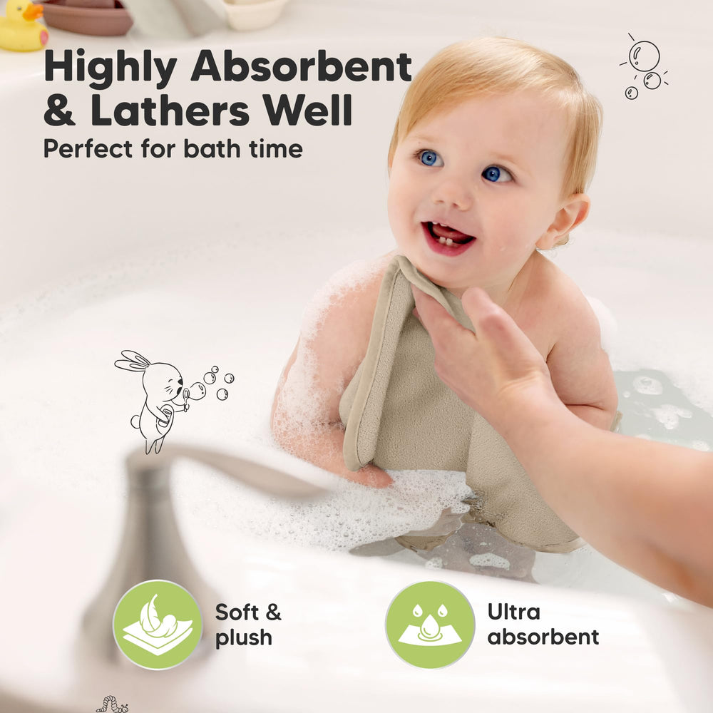 KeaBabies bath time washcloths gentle lather for daily cleansing.