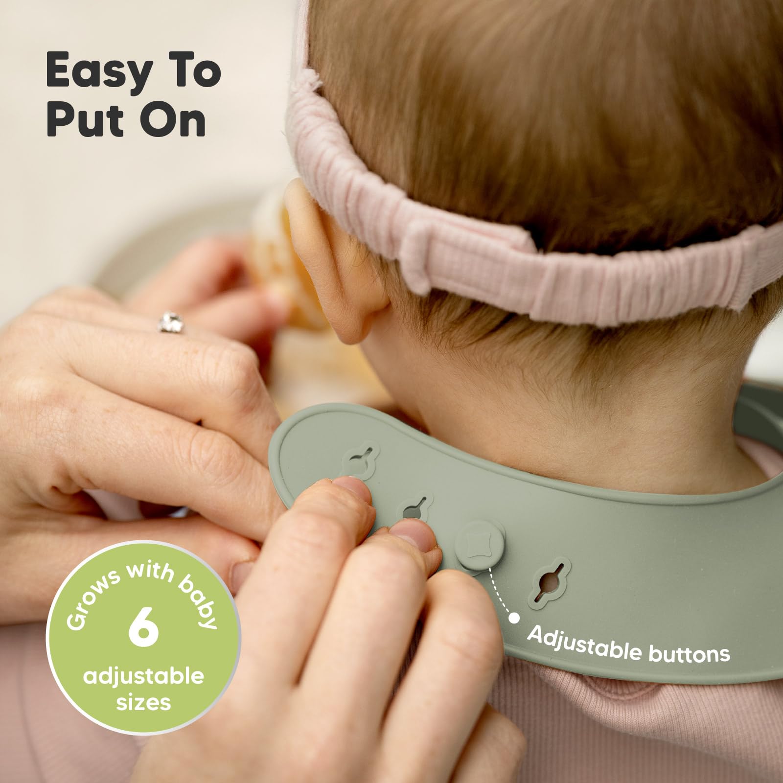 KeaBabies bib with adjustable closure grows with your child