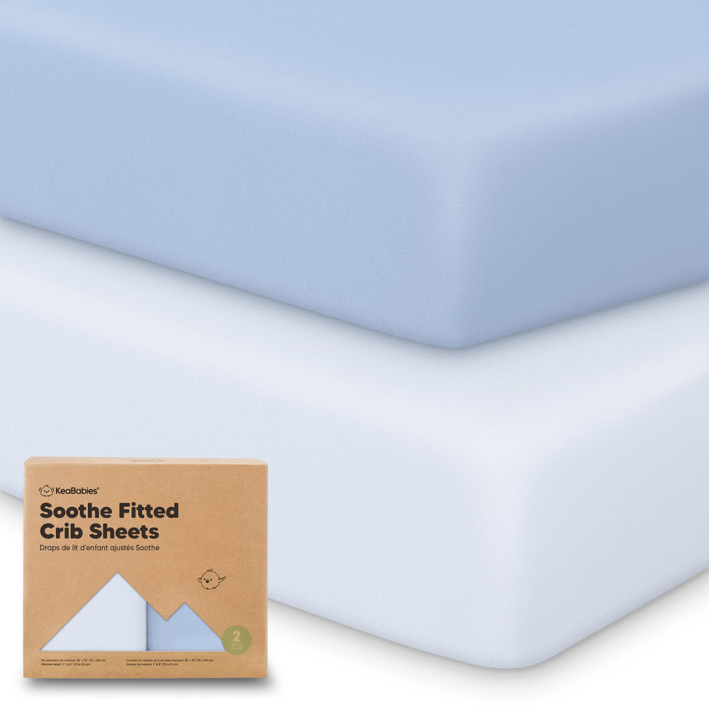 KeaBabies blue flax crib sheets offer soft comfort for daytime naps