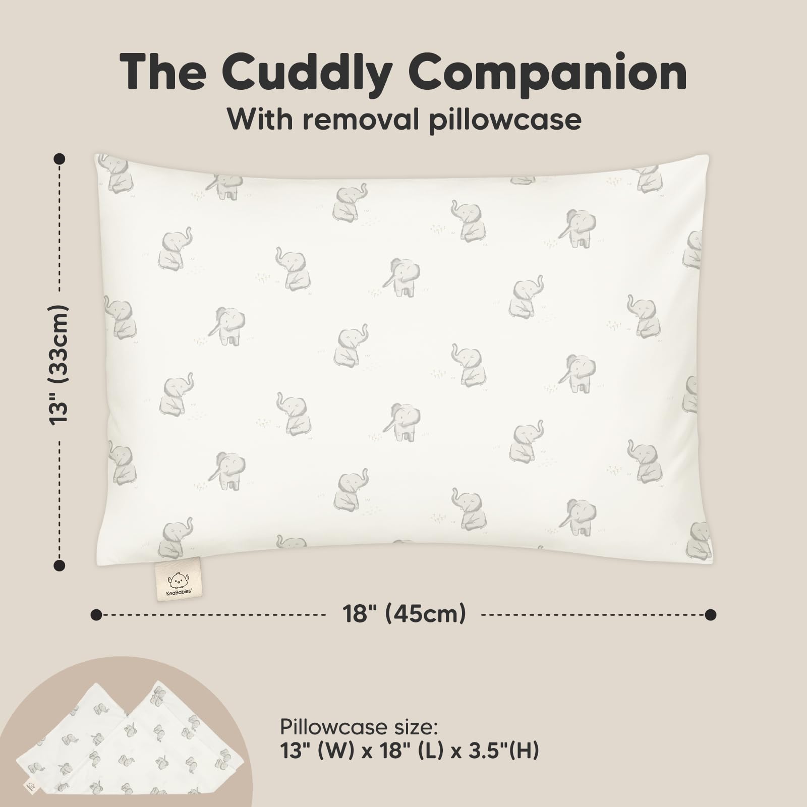 KeaBabies breathable bamboo-based pillow material helps regulate temperature during sleep