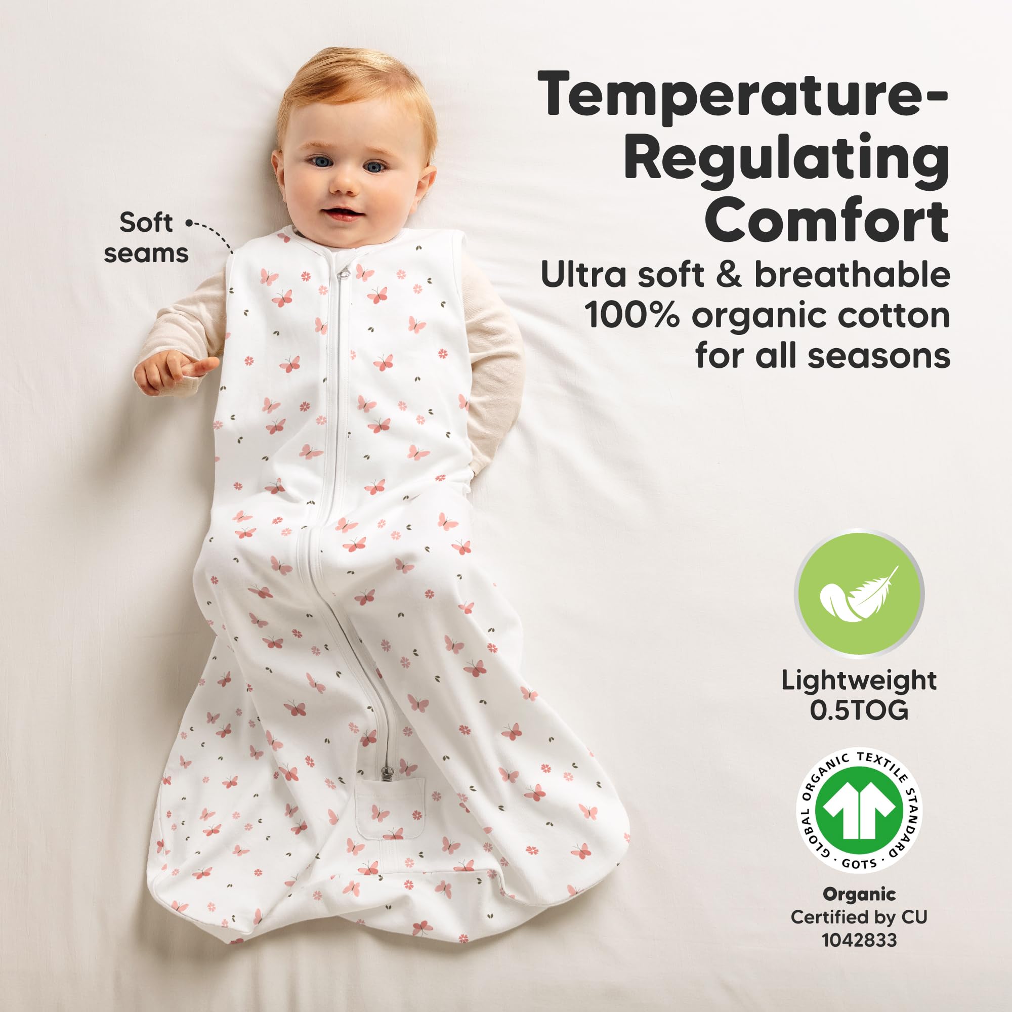 KeaBabies breathable sleep sack keeps baby cool and cozy