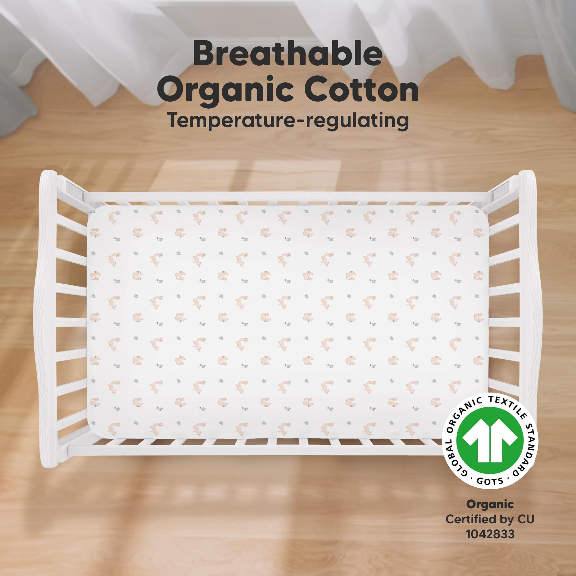 KeaBabies Bruce crib sheet in neutral tone for cozy baby sleep.